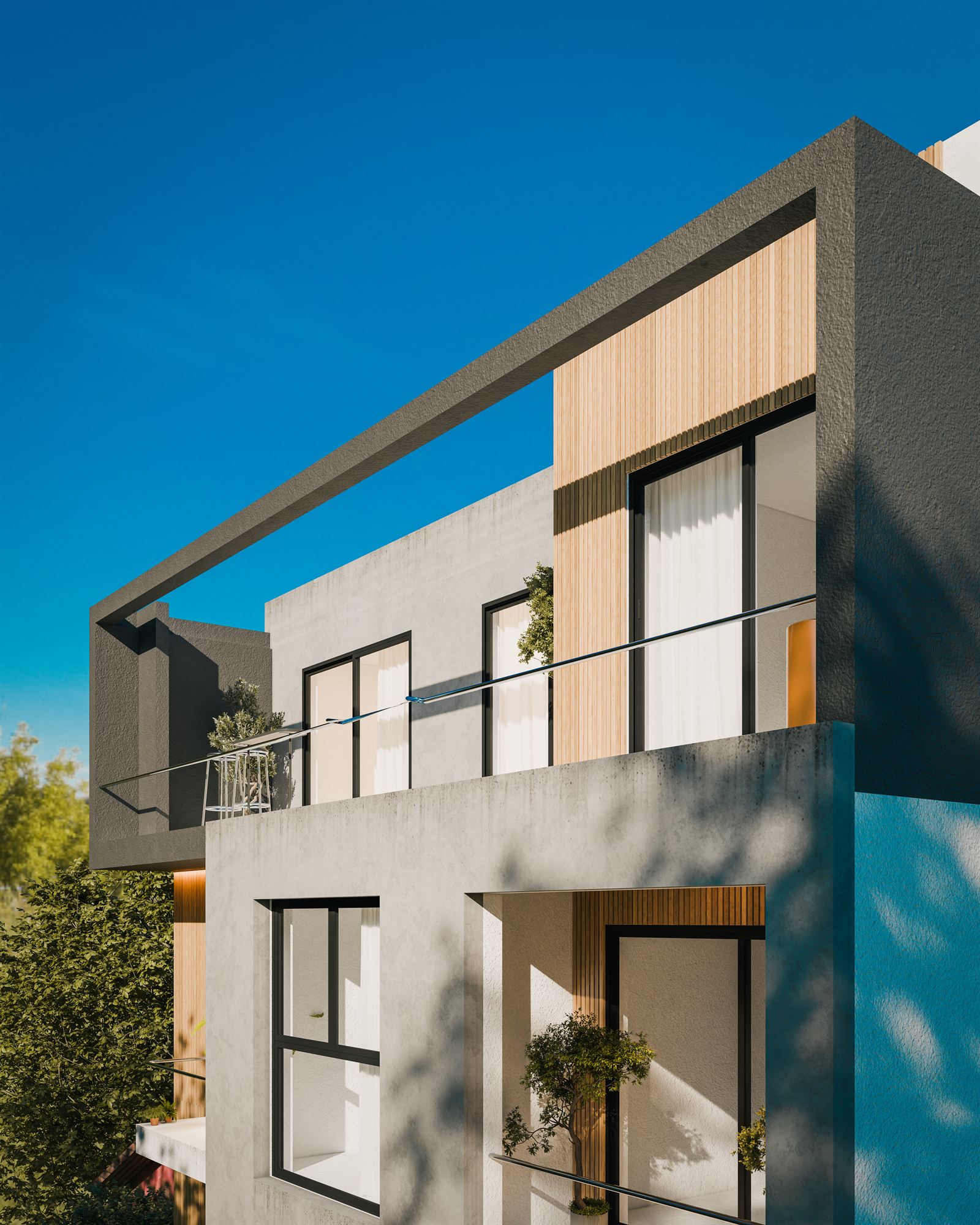 Terraza con pérgola del último piso