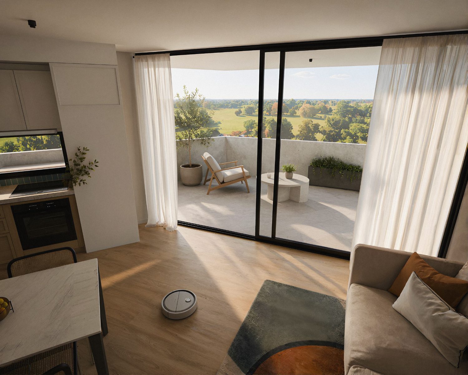 Living con vista al parque